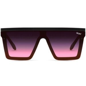 Quay Australia Hindsight Oversized Shield Sunglasses - Black/Pink